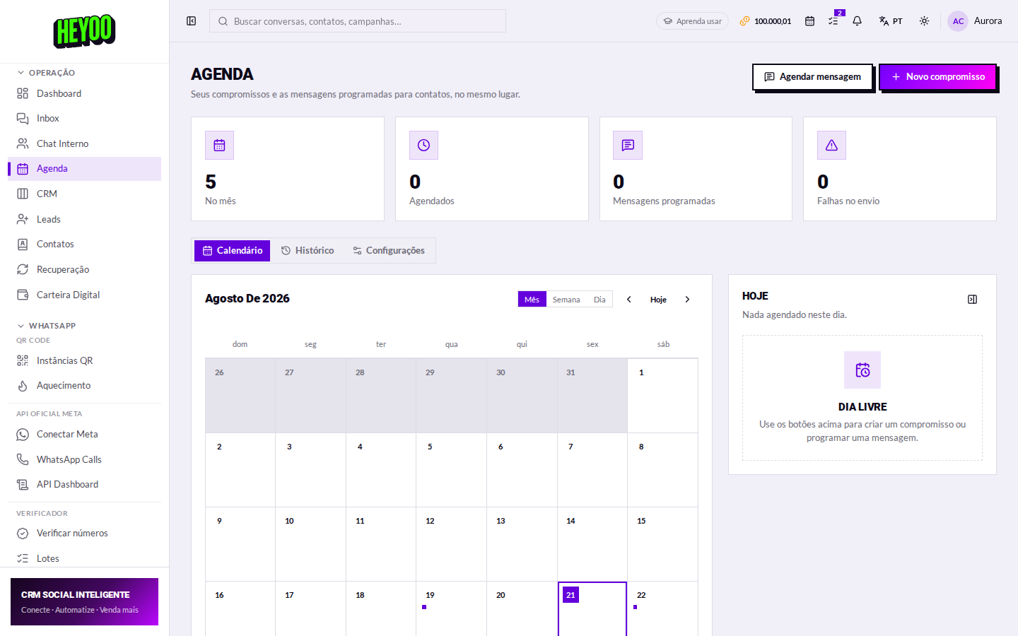 Agenda por mês