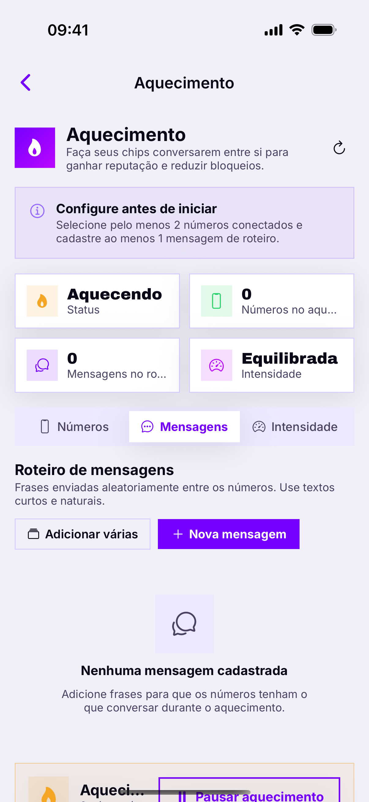 Aba Mensagens