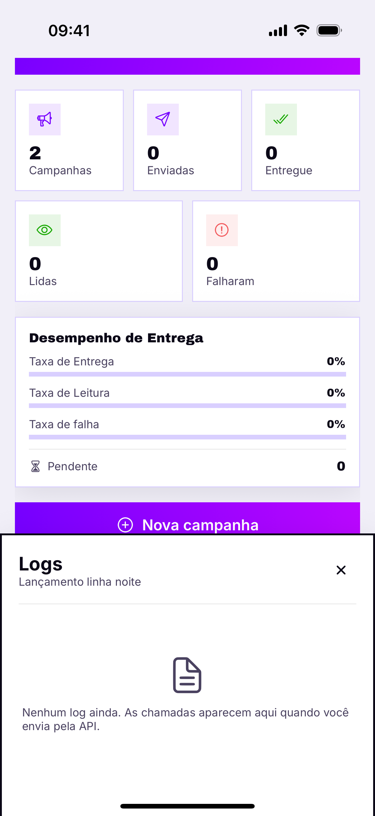 Os logs da campanha