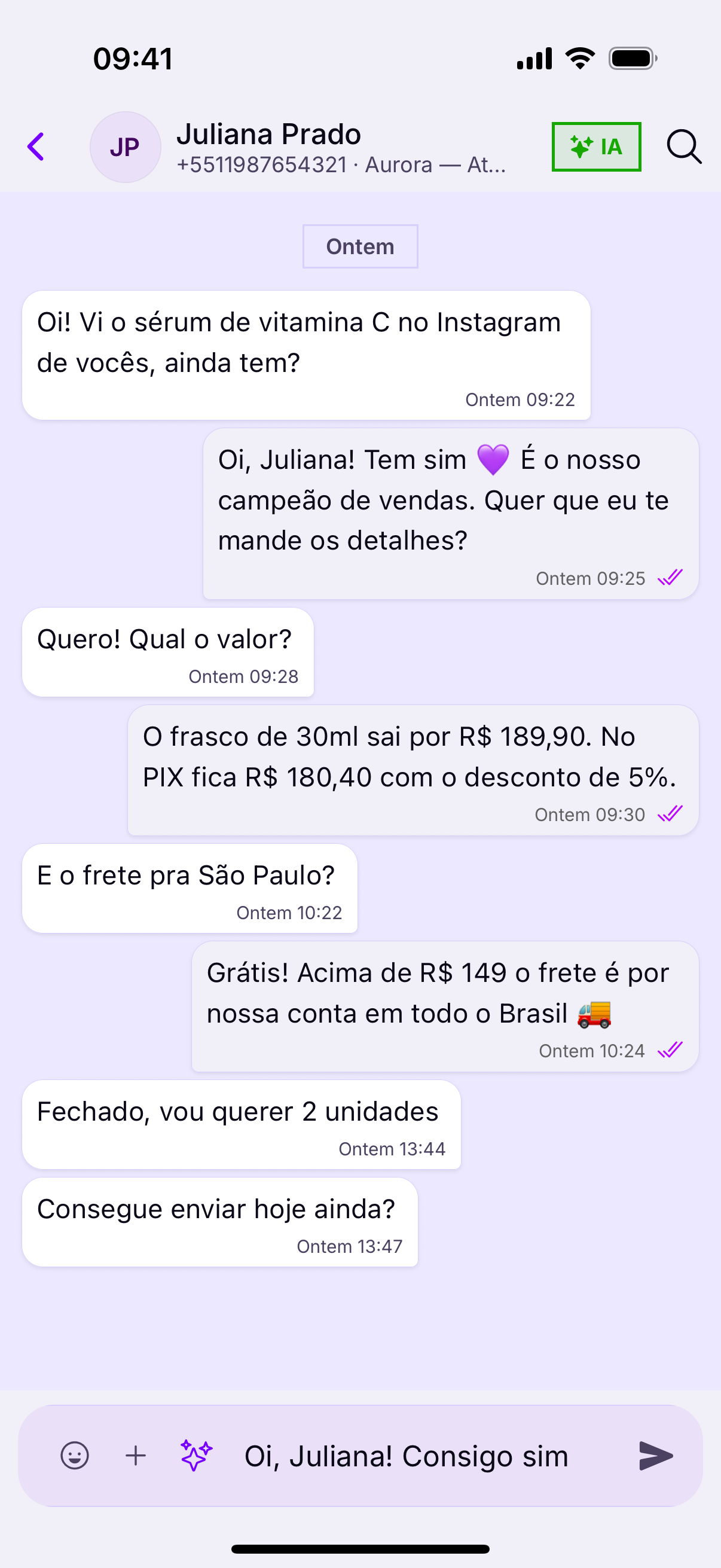 O campo de mensagem