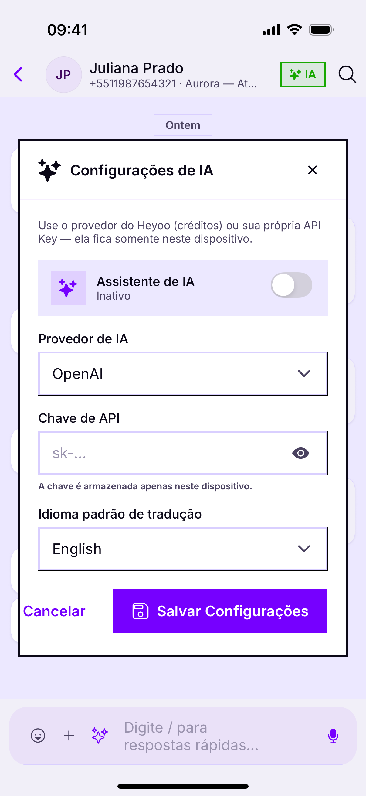 Ativar o assistente