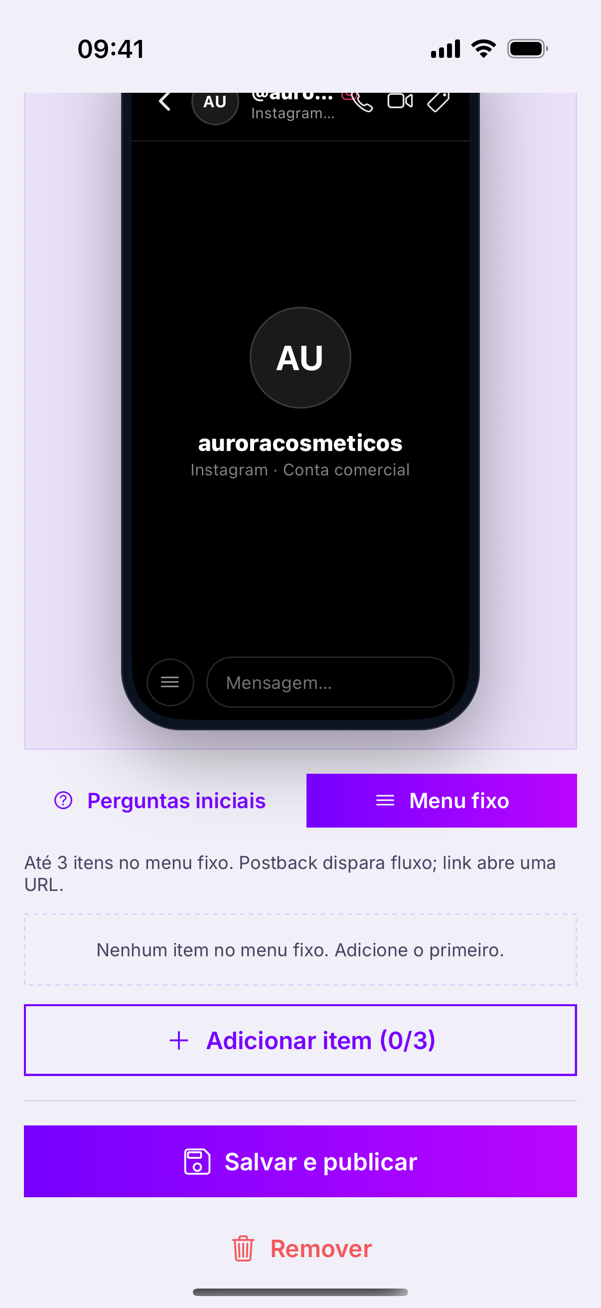 Menu fixo