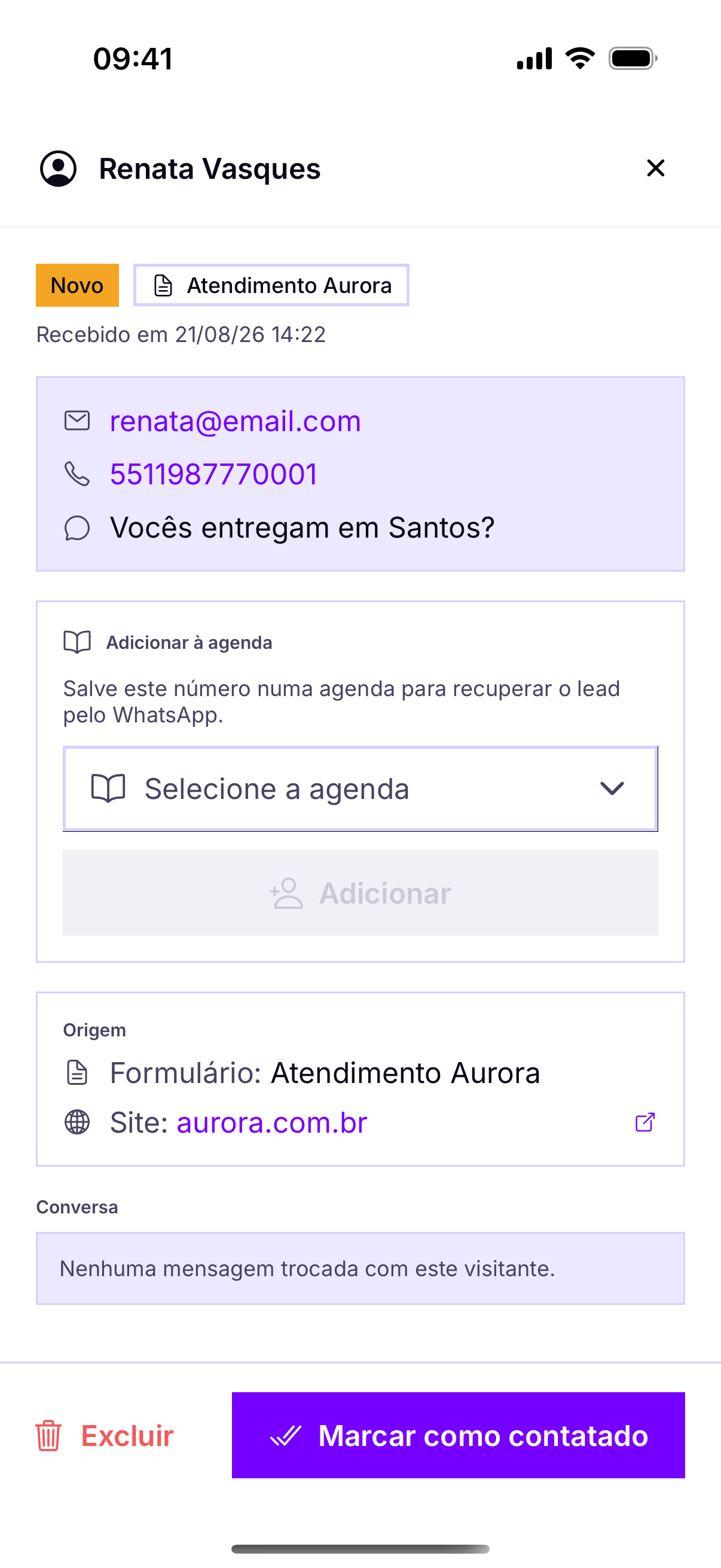 Ficha do lead