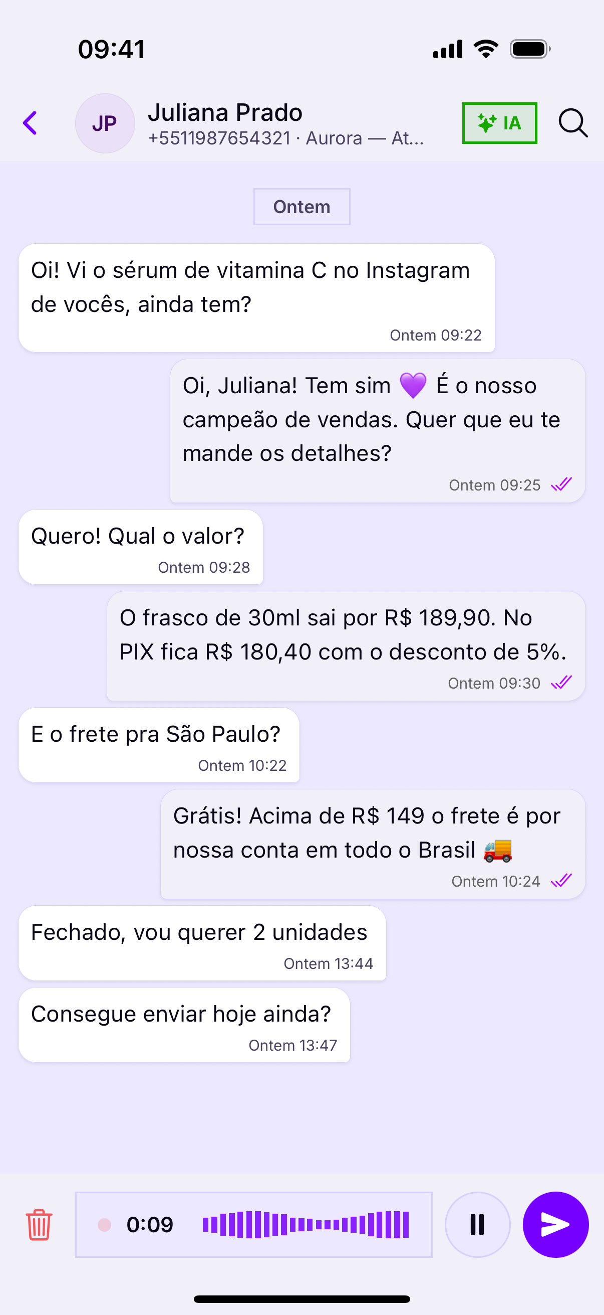 O áudio