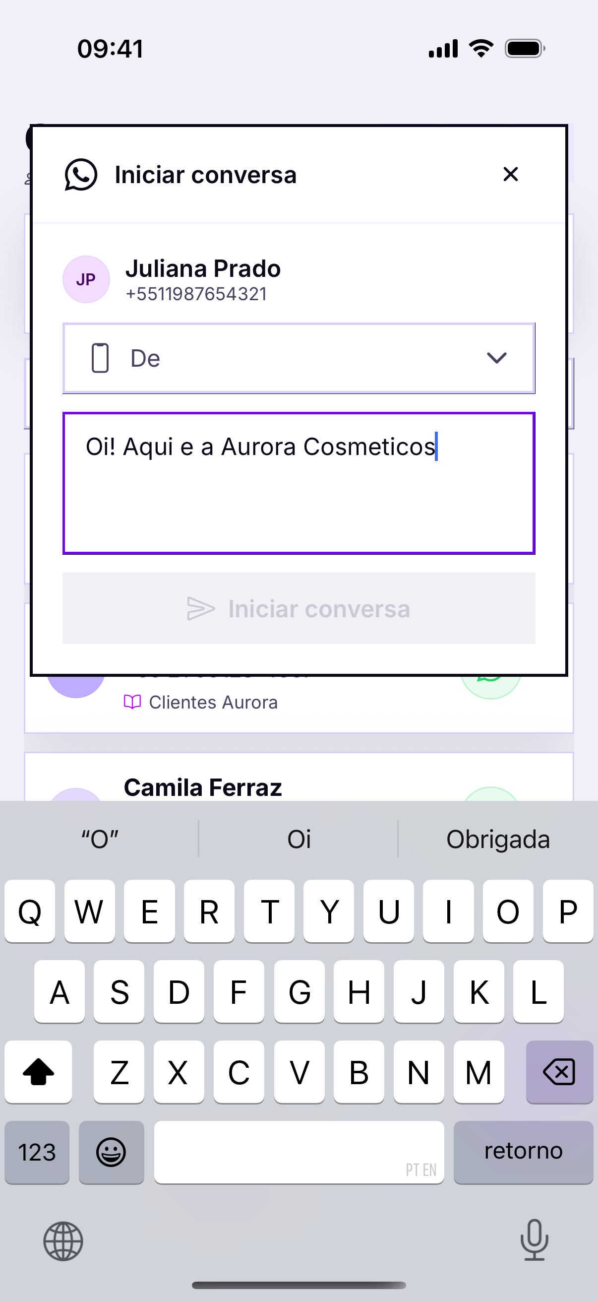 A primeira mensagem