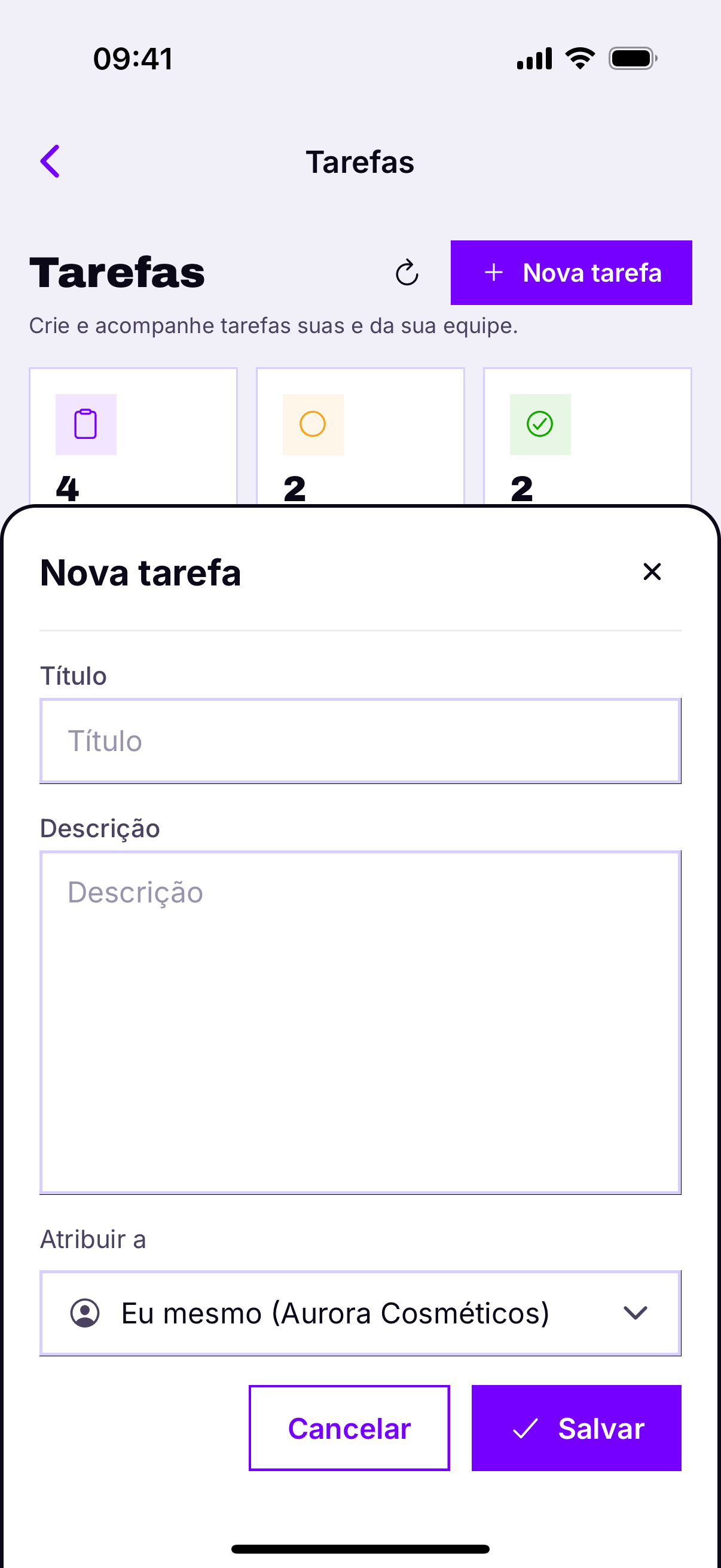 Nova tarefa