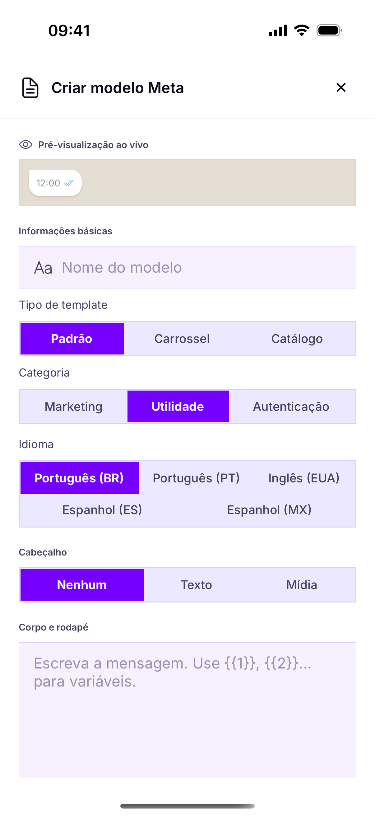 Criar modelo Meta
