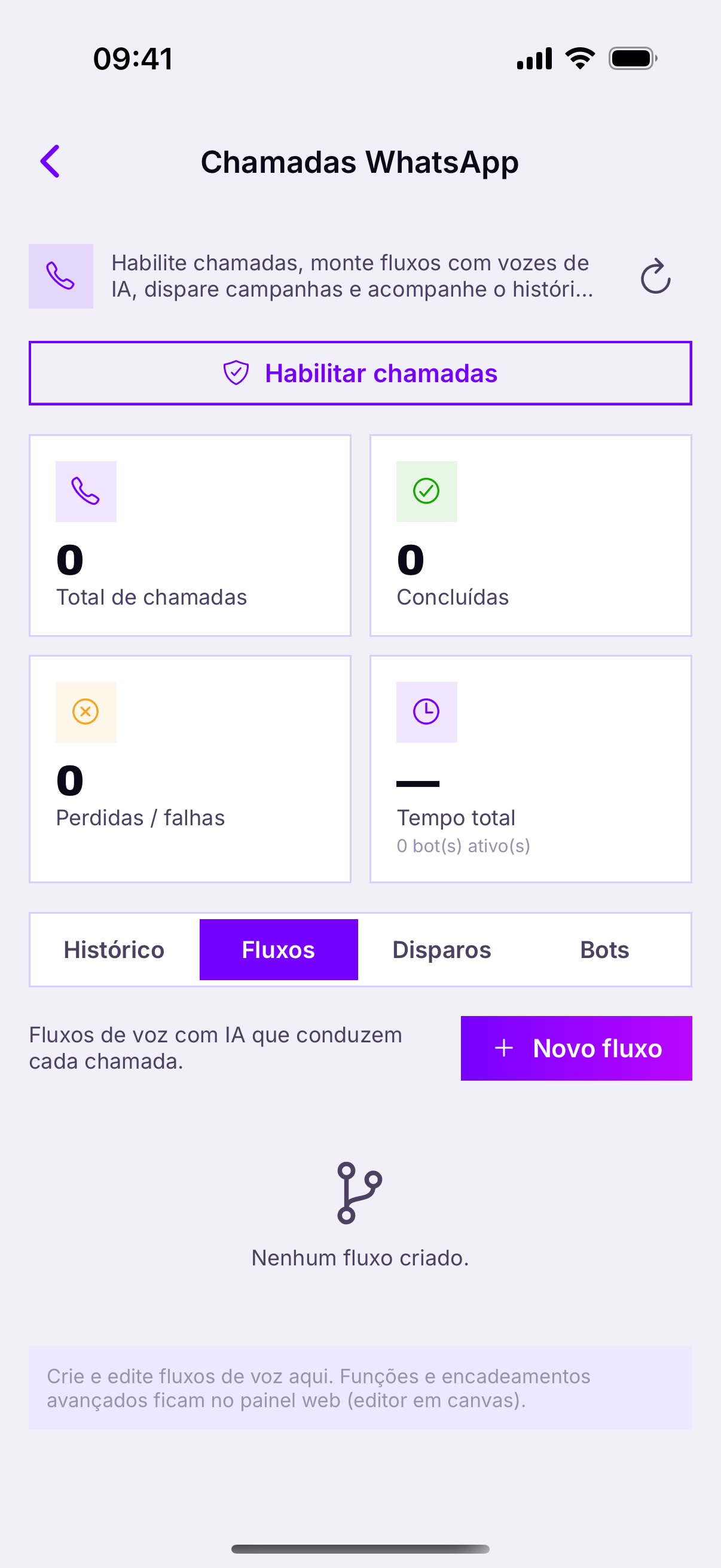 A aba Fluxos