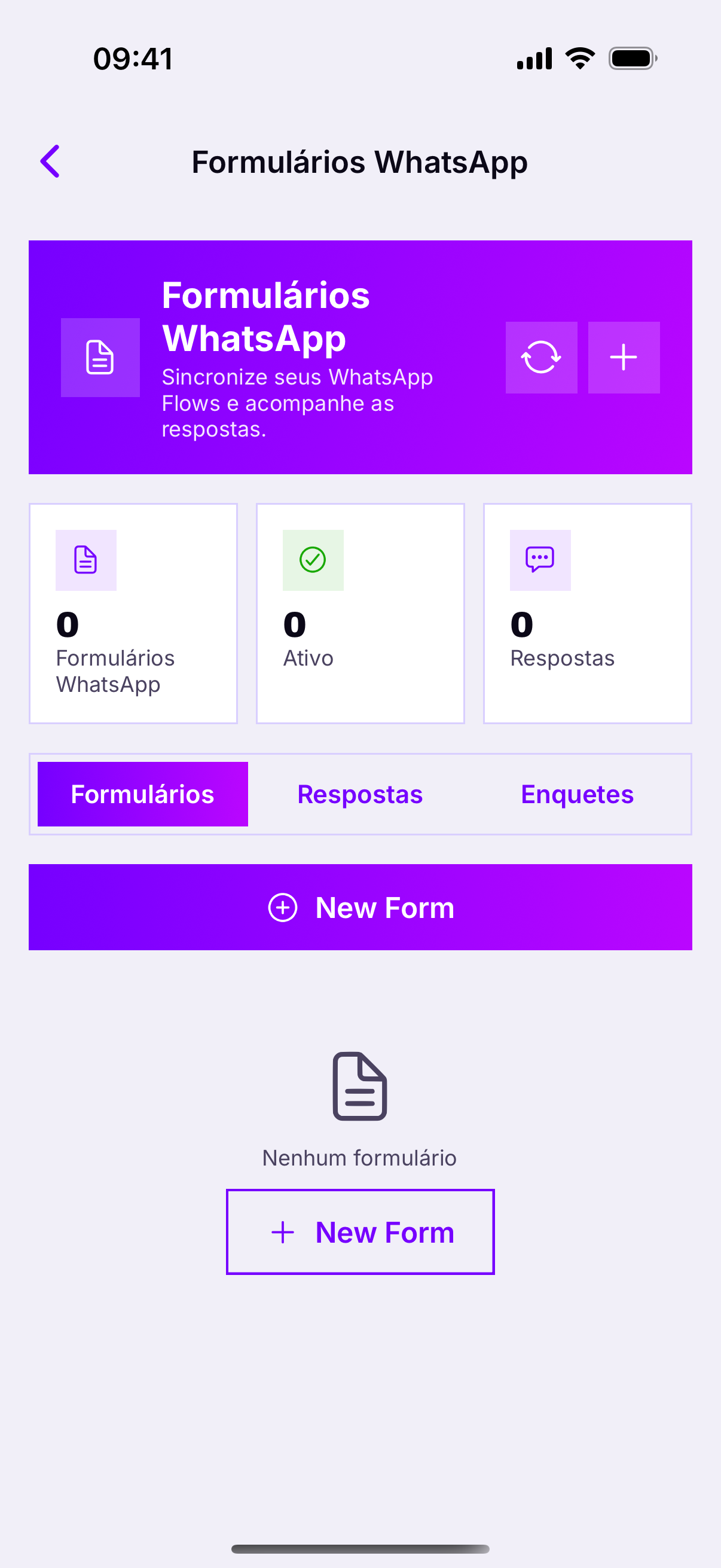 A aba Formulários