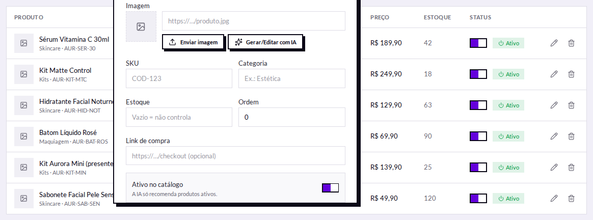 Catálogo e tipo