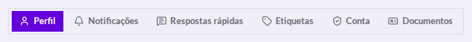 As abas de configuração