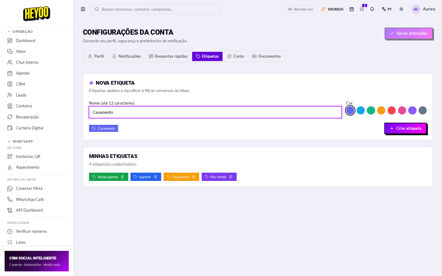 Criando uma etiqueta