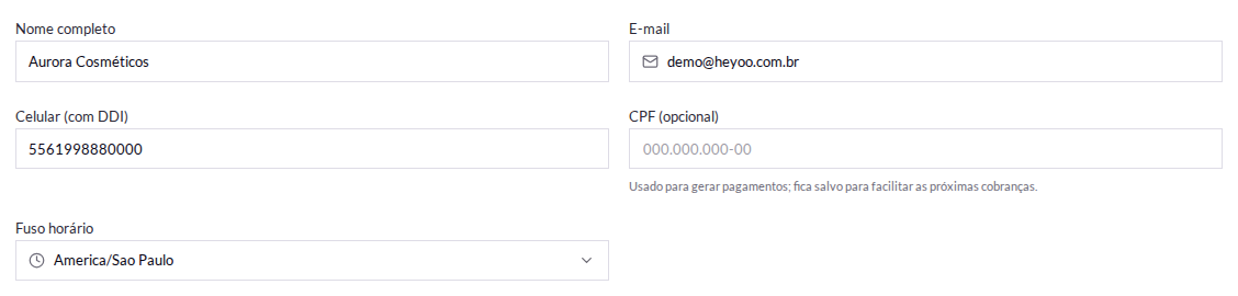 O aviso por e-mail.