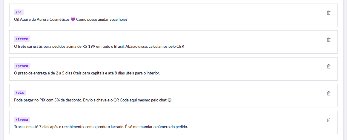 Uma resposta cadastrada