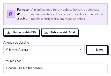 Agenda de destino