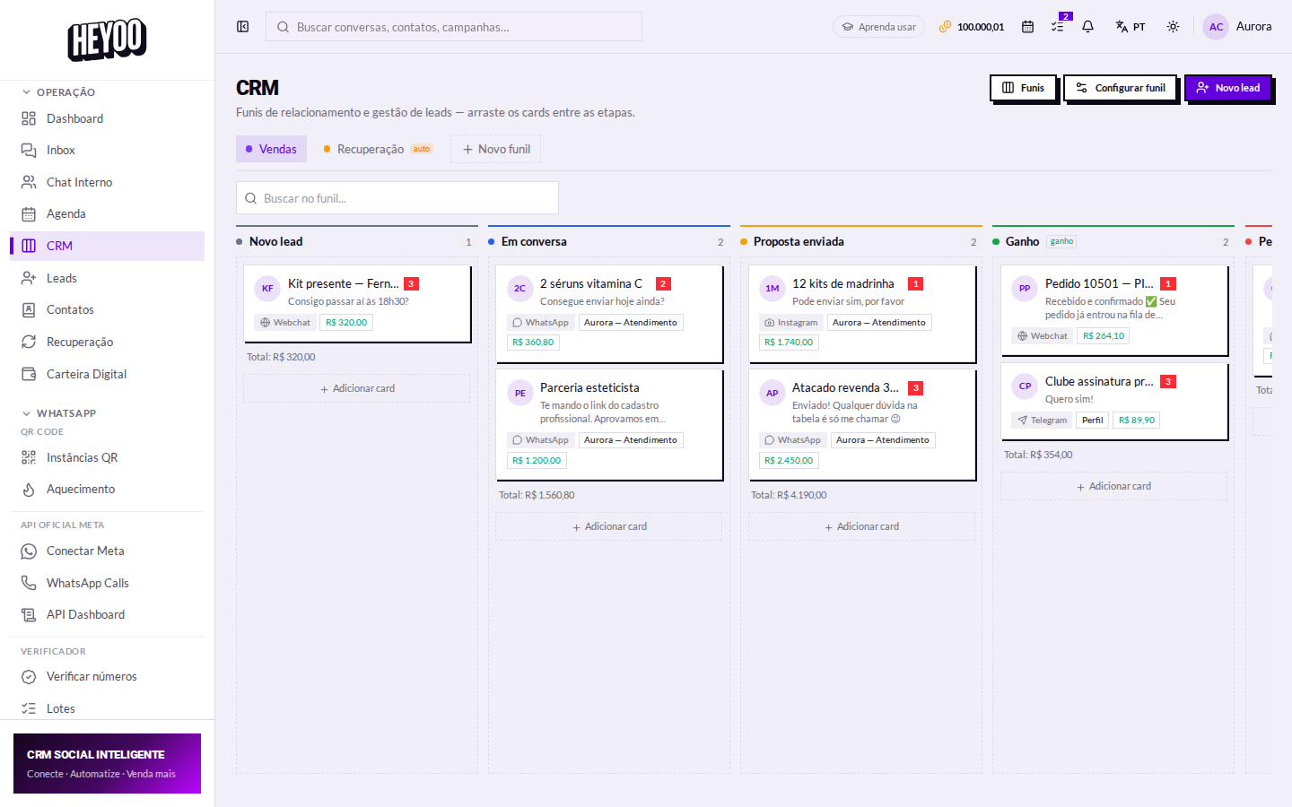 Tela do CRM