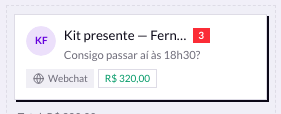 Card de lead no CRM