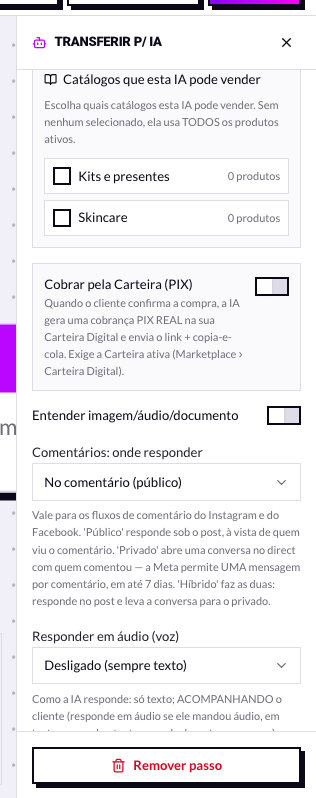 Lista de catálogos que a IA pode vender