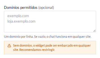 Domínios permitidos