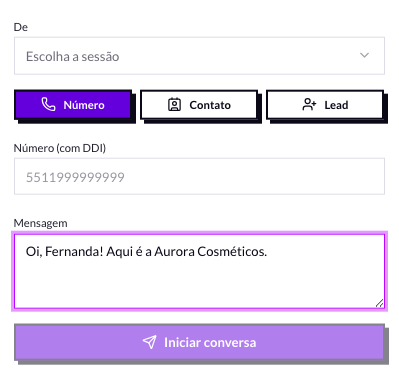 Primeira mensagem