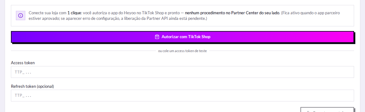 Conectar o TikTok Shop