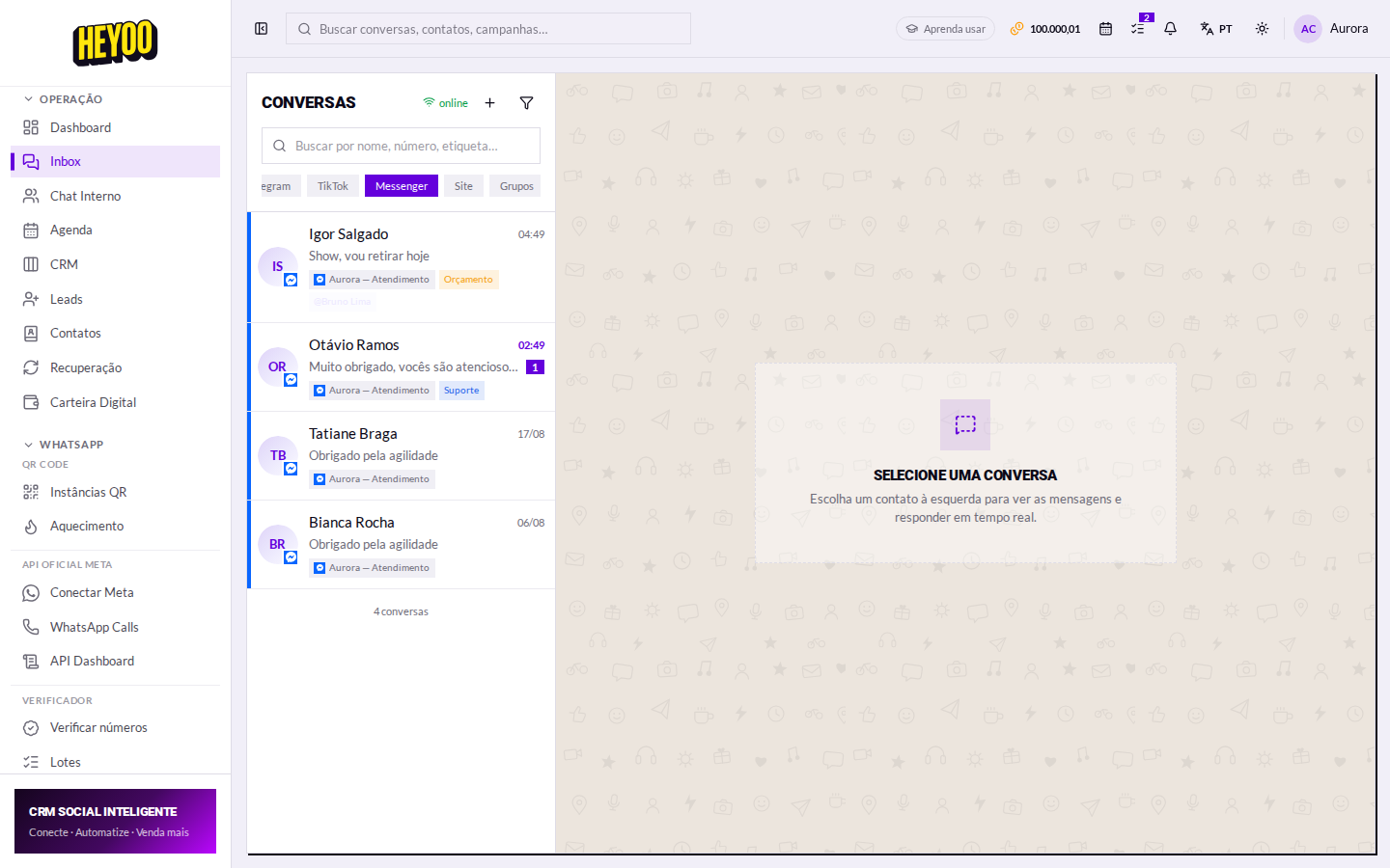 Filtro Messenger no Inbox