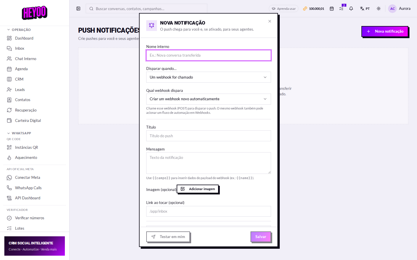 Nova notificação