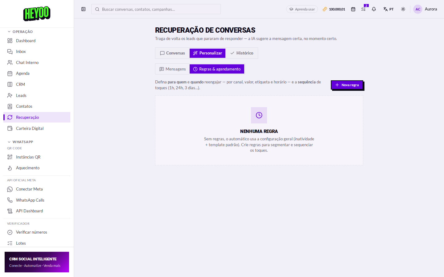 Regras e agendamento