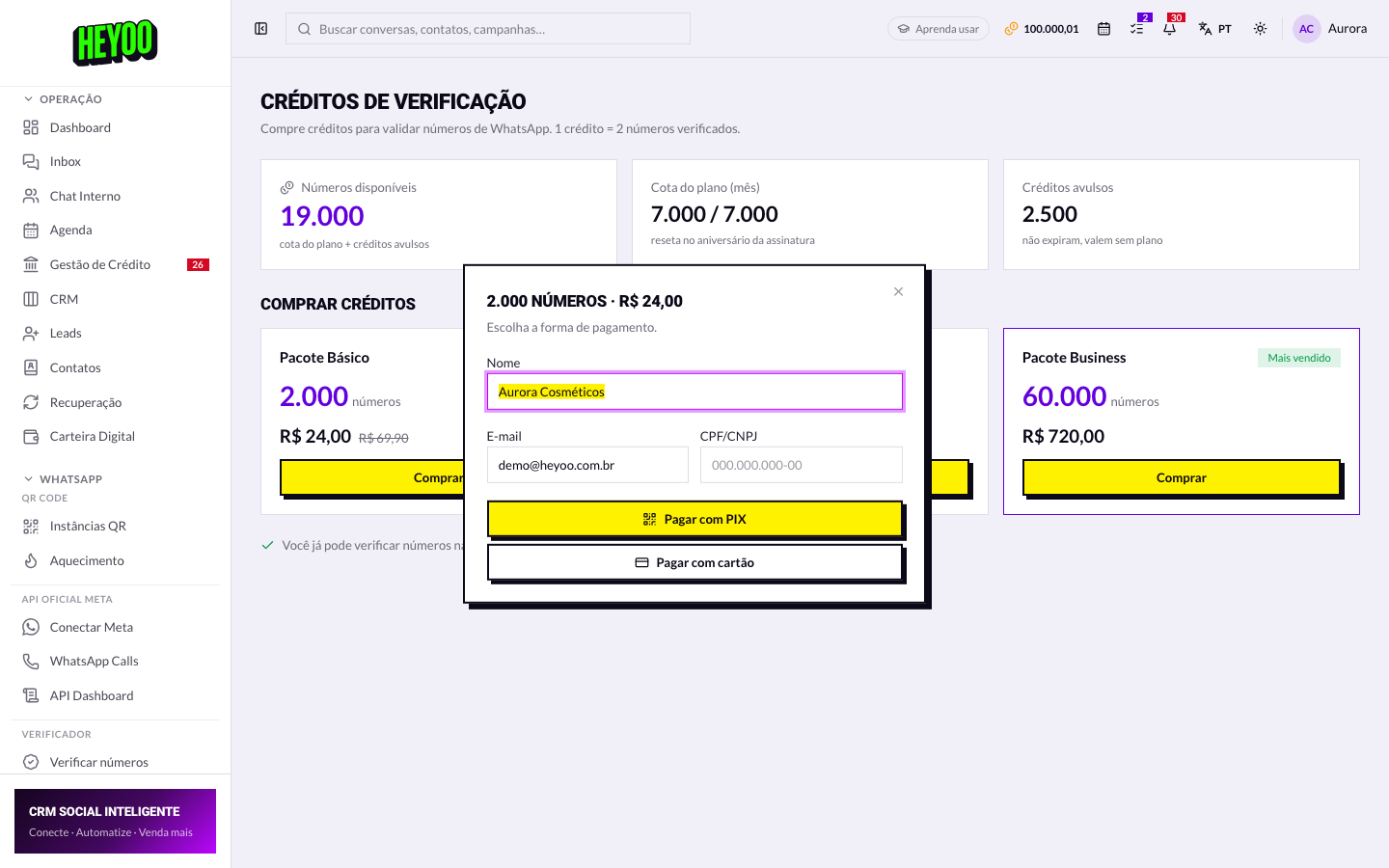 O histórico de consumo.