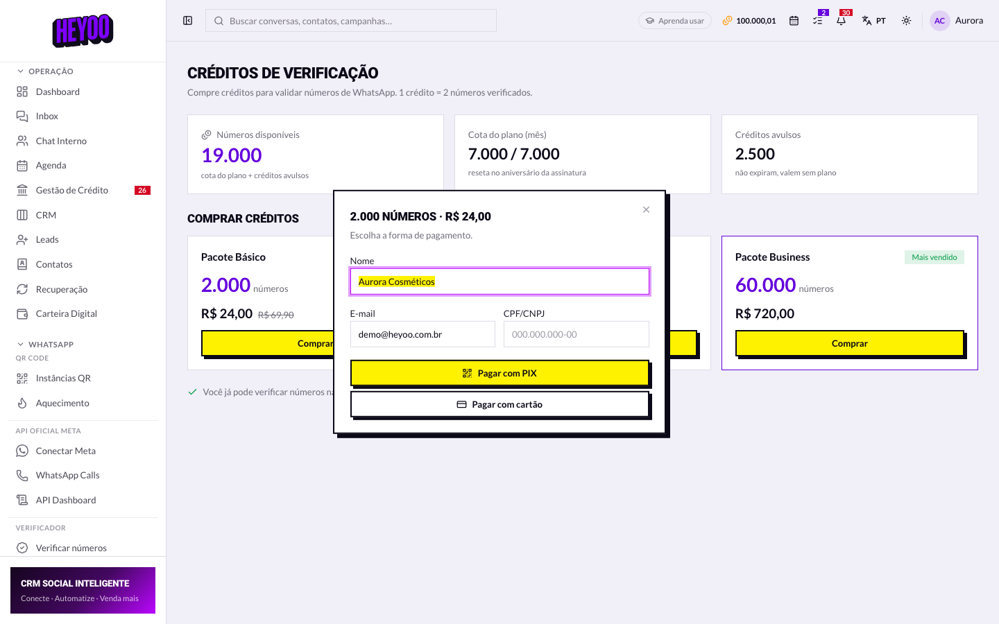 Os créditos do verificador.